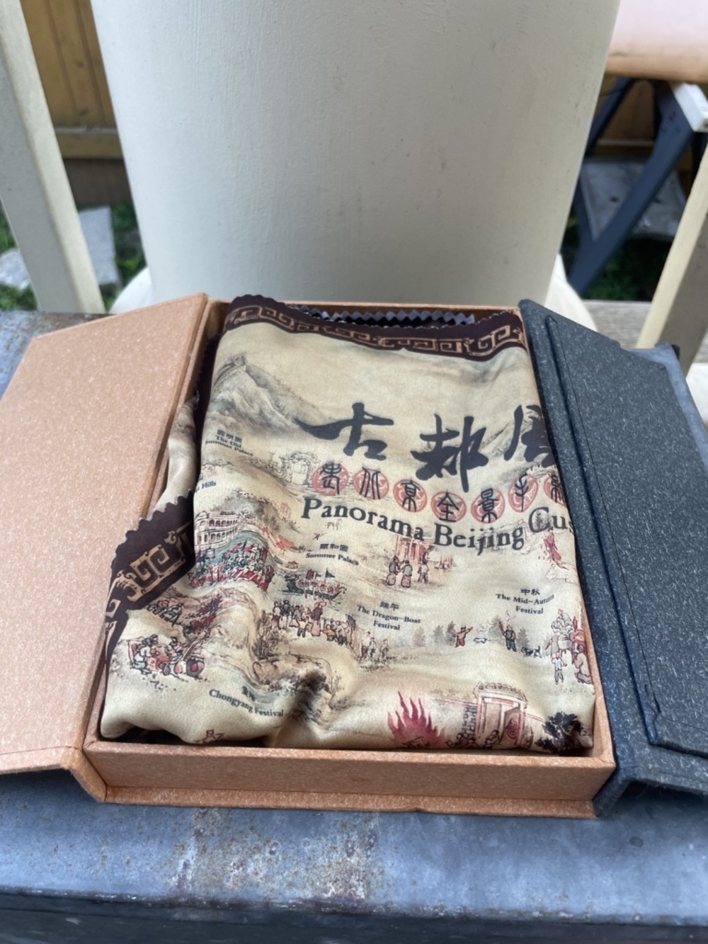 Panorama Beijing Custom Image Map Silk Collectible Scarf 27 in.x 27 in.